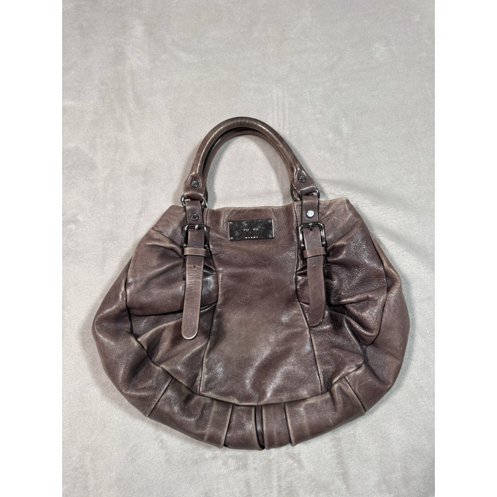 Marni Leather Hobo Bag Brown Silver Hardware Extra Strap